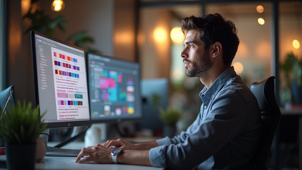 Stap-voor-stap demonstratie van kleurharmonie selectie en implementatie in webdesign